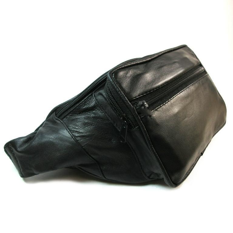 Black Leather Waistband Mini Bag for Men Women
