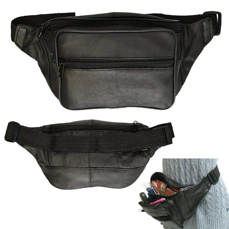 Black Leather Waistband Mini Bag for Men Women