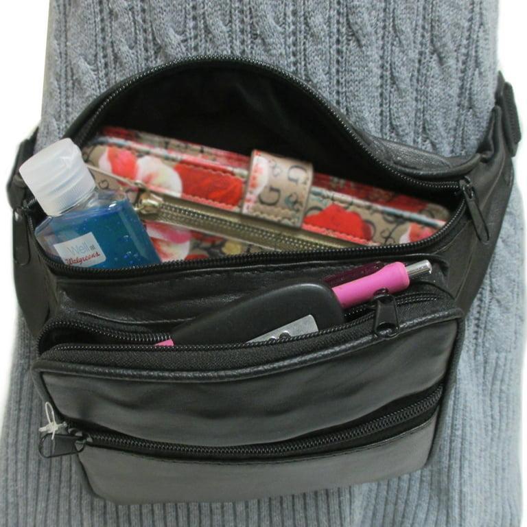 Black Leather Waistband Mini Bag for Men Women