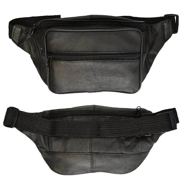 Black Leather Waistband Mini Bag for Men Women