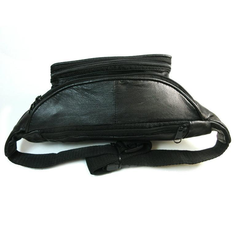Black Leather Waistband Mini Bag for Men Women