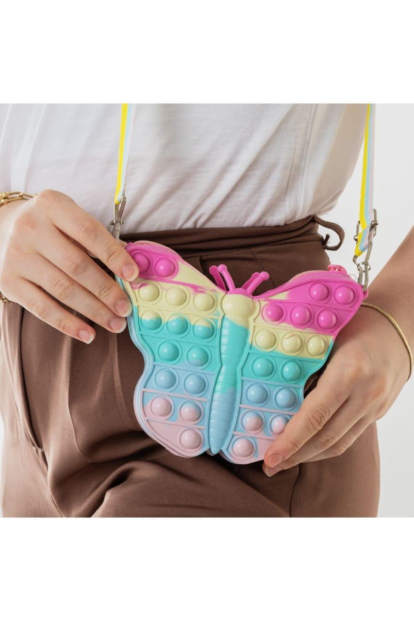 Rainbow Butterfly Crossbody Bag for Girls 5-12 Years