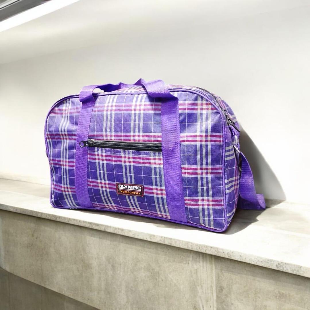 Purple Plaid Duffle Bag for Travel Gym & Daily Use