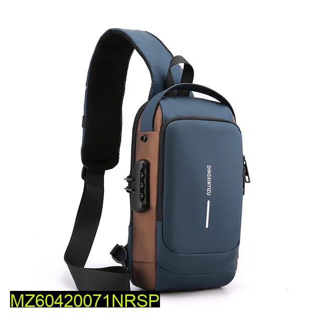 Waterproof Travel Crossbody Bag Blue Brown USB Charging