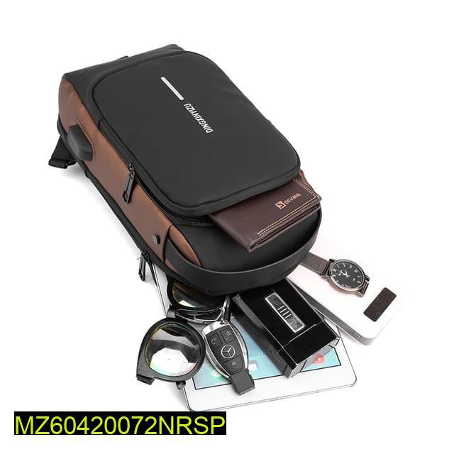 Travel Crossbody Bag Black Brown Waterproof Oxford