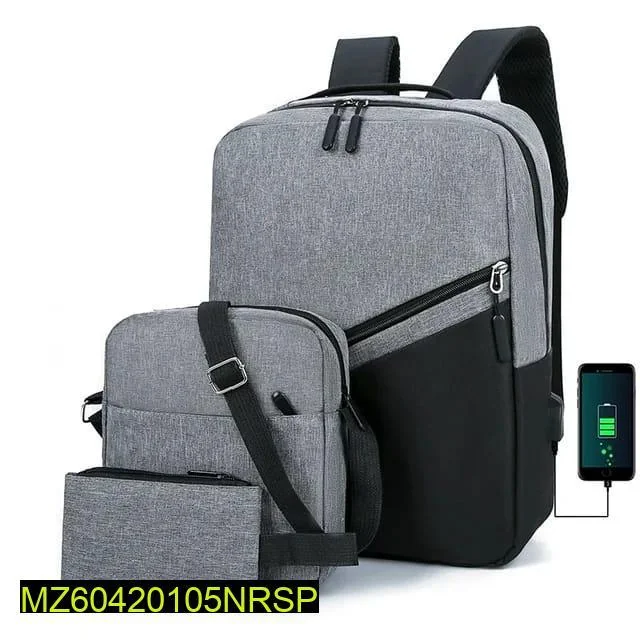 3 In 1 Laptop Bag With USB Port Backpack
