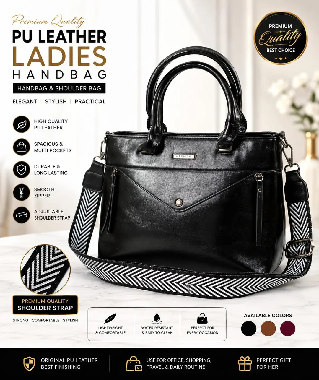 Girl's PU Leather Plain Shoulder Bag
