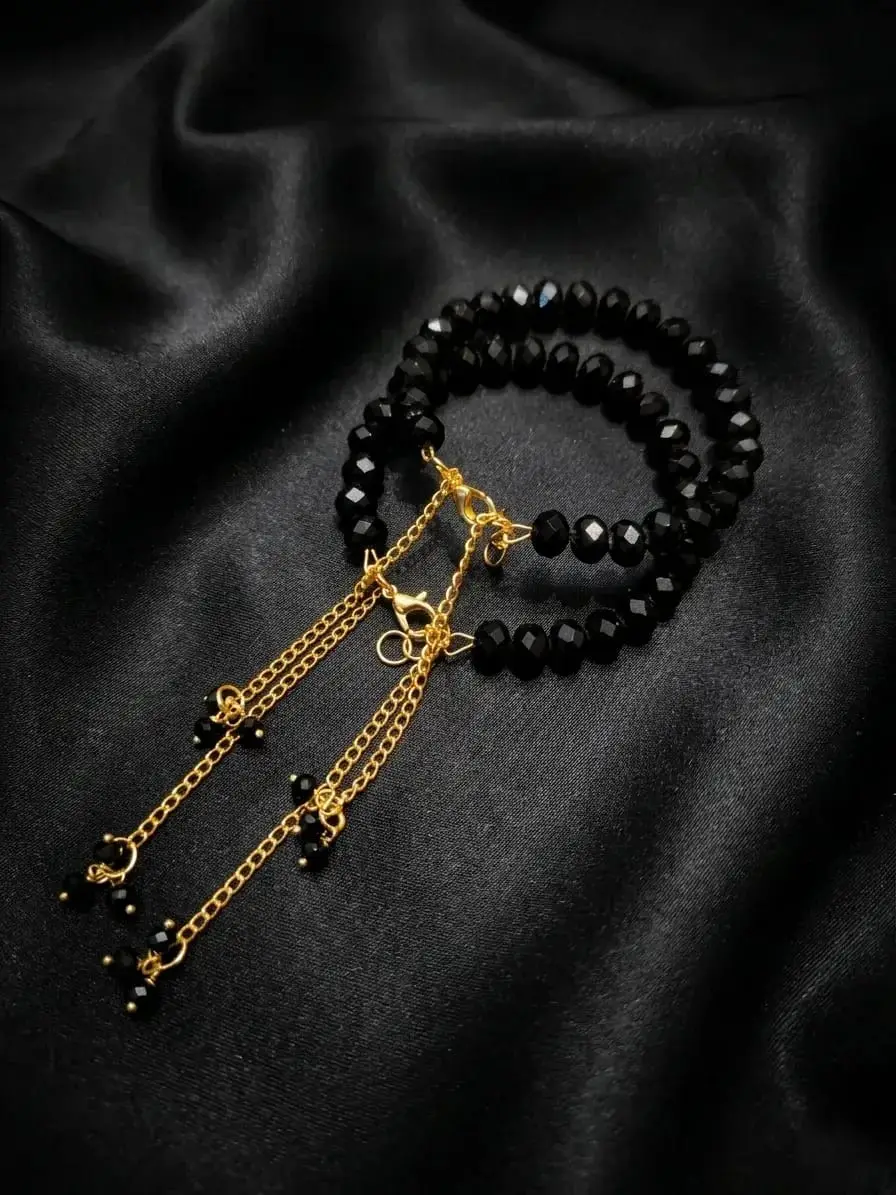 2 Pcs Modern Design Gold Plated Crystal Chain Bracelet