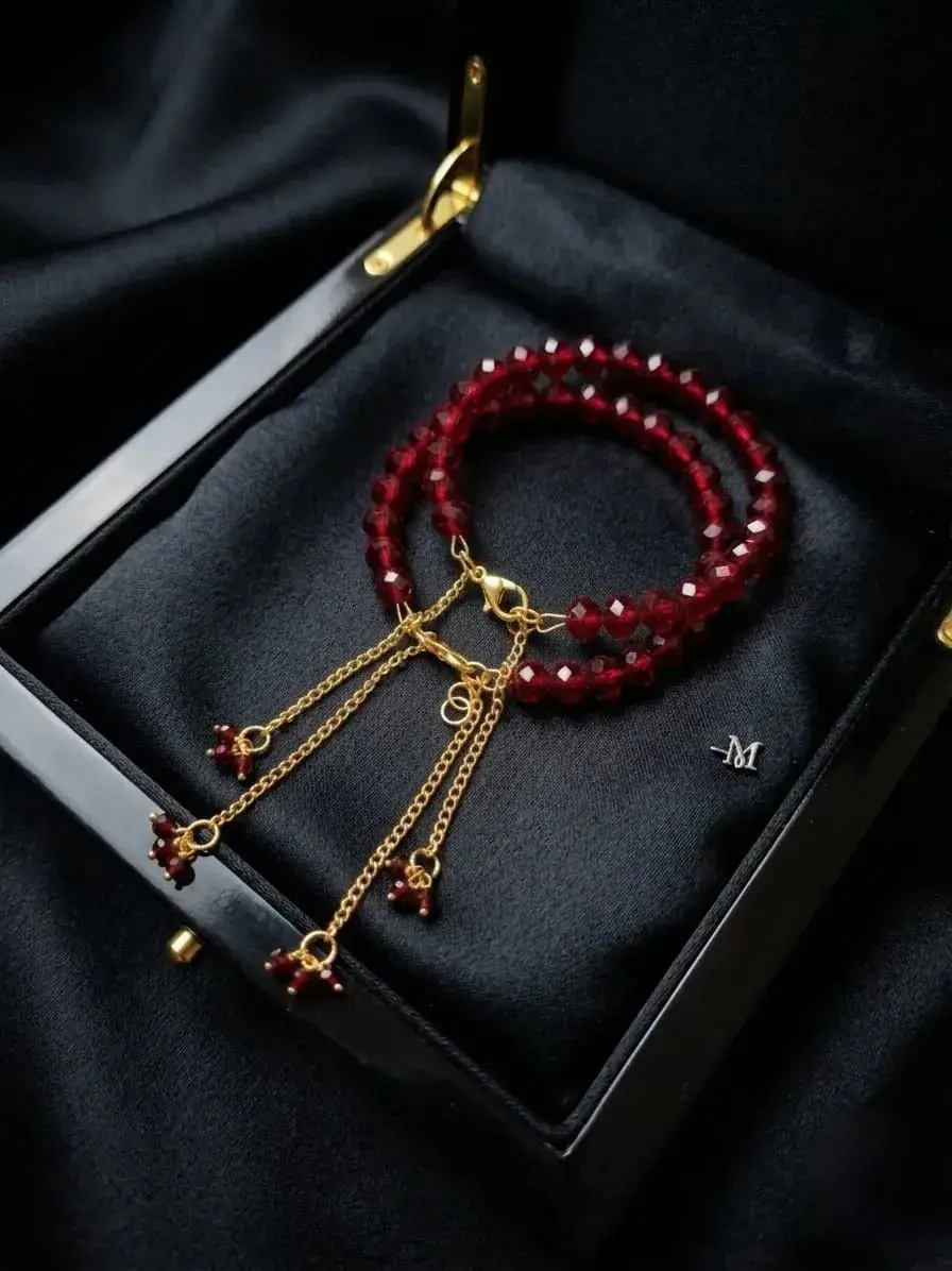 2 Pcs Modern Design Gold Plated Crystal Chain Bracelet