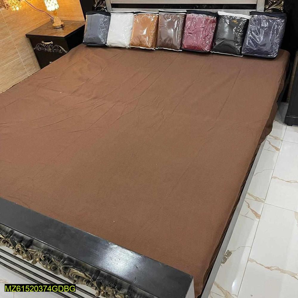 Premium Terry Cotton Mattress Cover Brown Double Bed