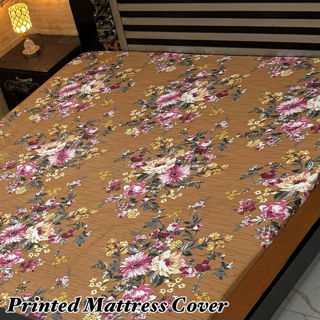 Terry Cotton Printed Double Bed Mattress Cover