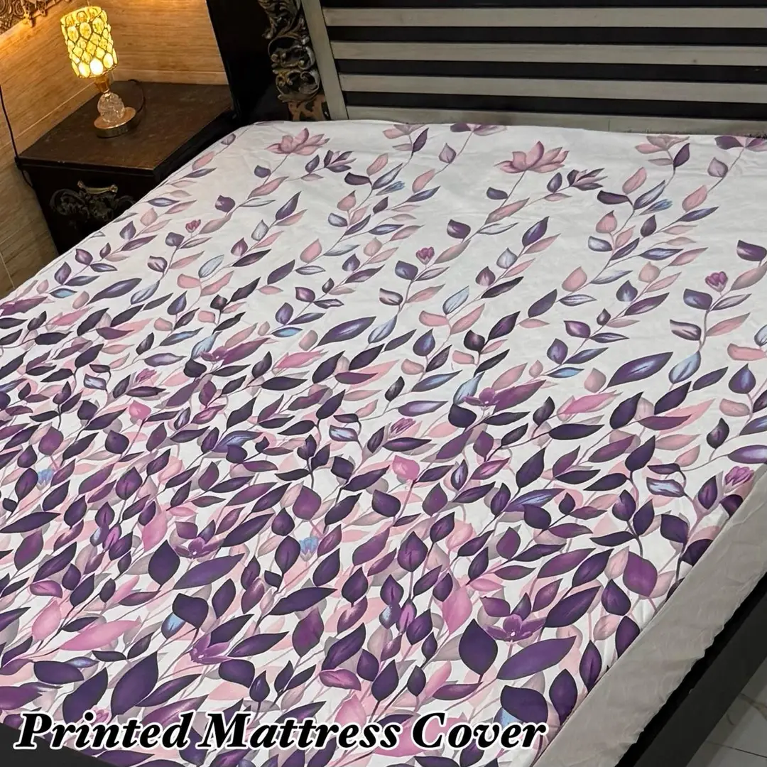 Terry Cotton Printed Double Bed Mattress Cover