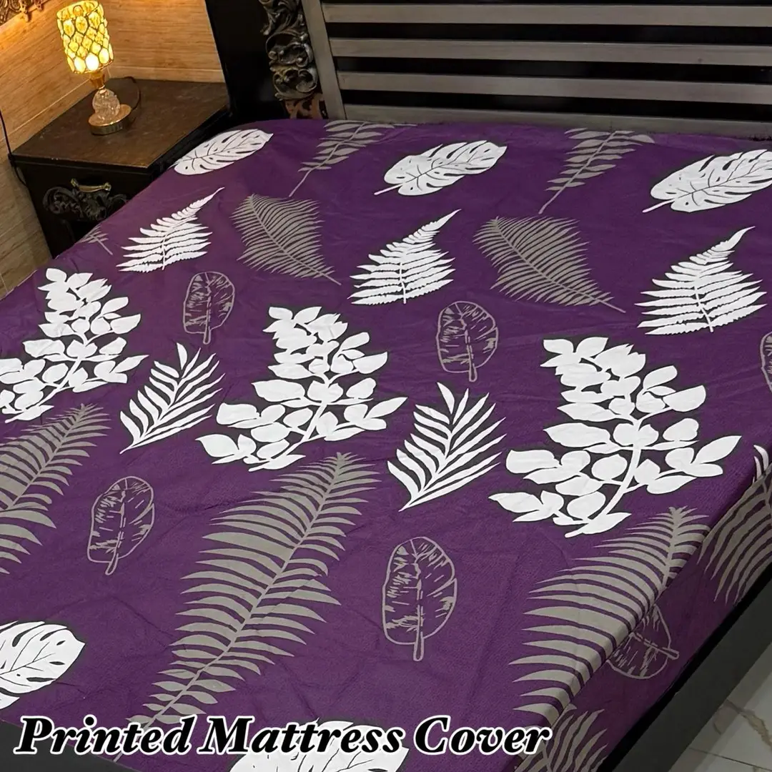 Terry Cotton Printed Double Bed Mattress Cover