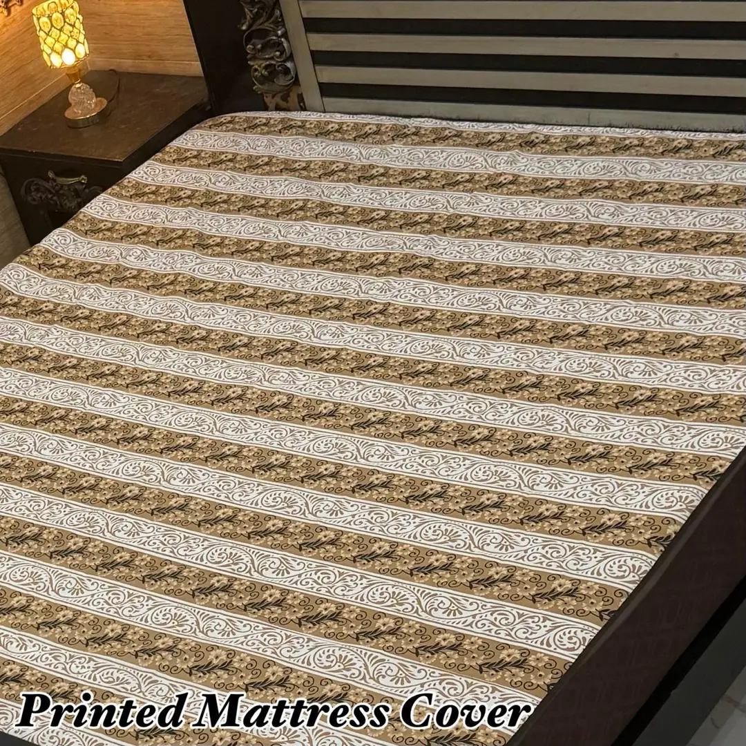 Terry Cotton Printed Double Bed Mattress Cover