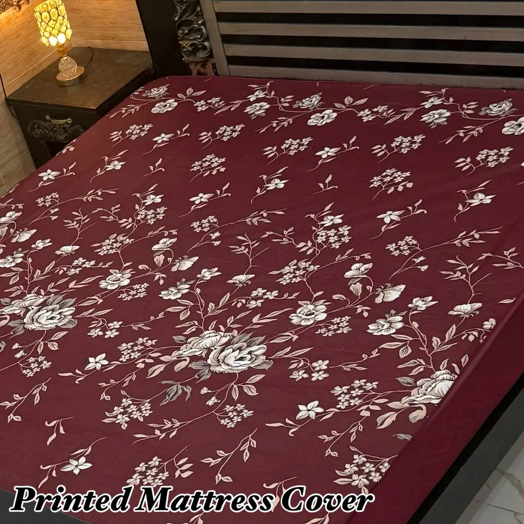 Terry Cotton Printed Double Bed Mattress Cover