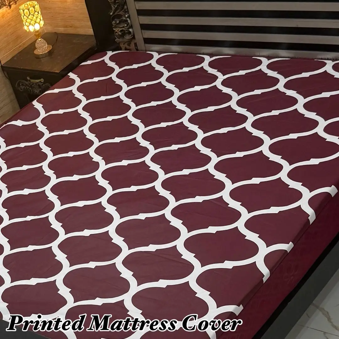 Terry Cotton Printed Double Bed Mattress Cover