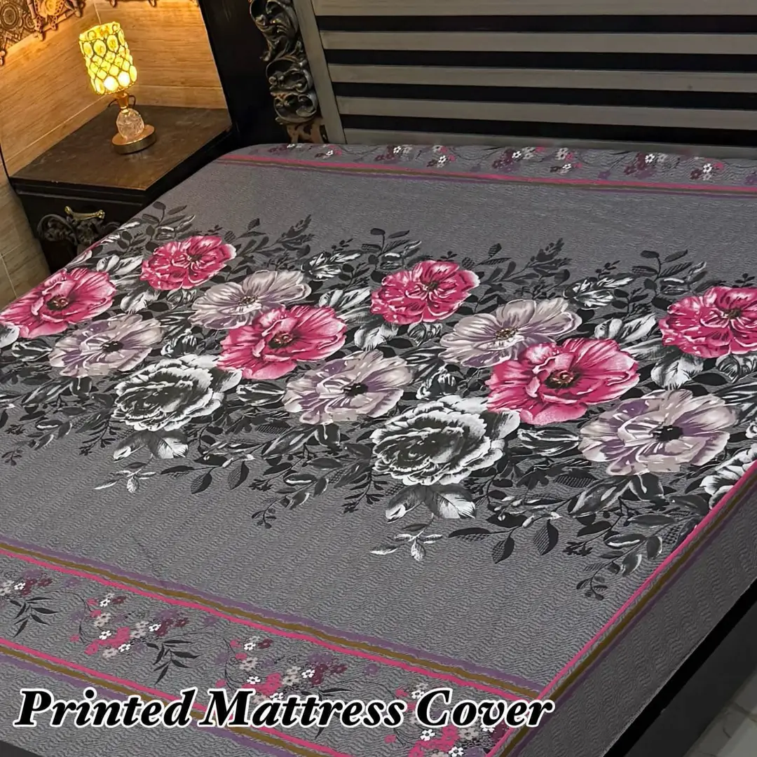 Terry Cotton Printed Double Bed Mattress Cover