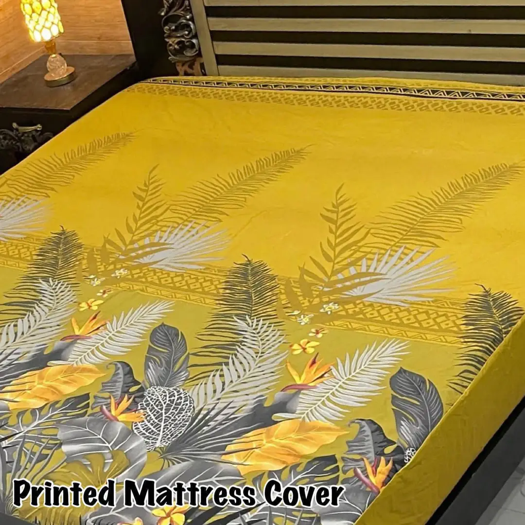 Terry Cotton Printed Double Bed Mattress Cover