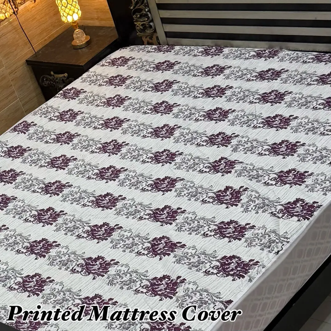 Terry Cotton Printed Double Bed Mattress Cover