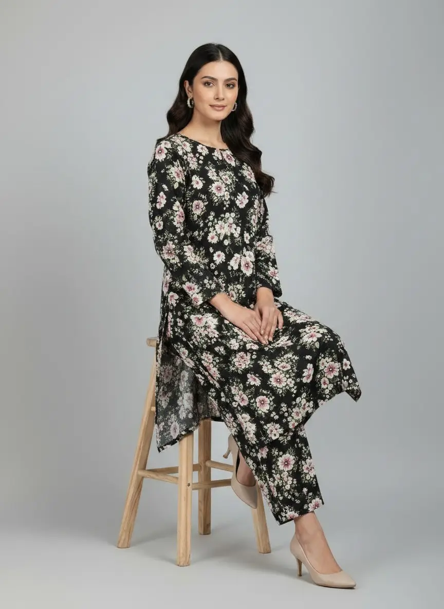 2 Pcs Women's Unstitched Printed Suit