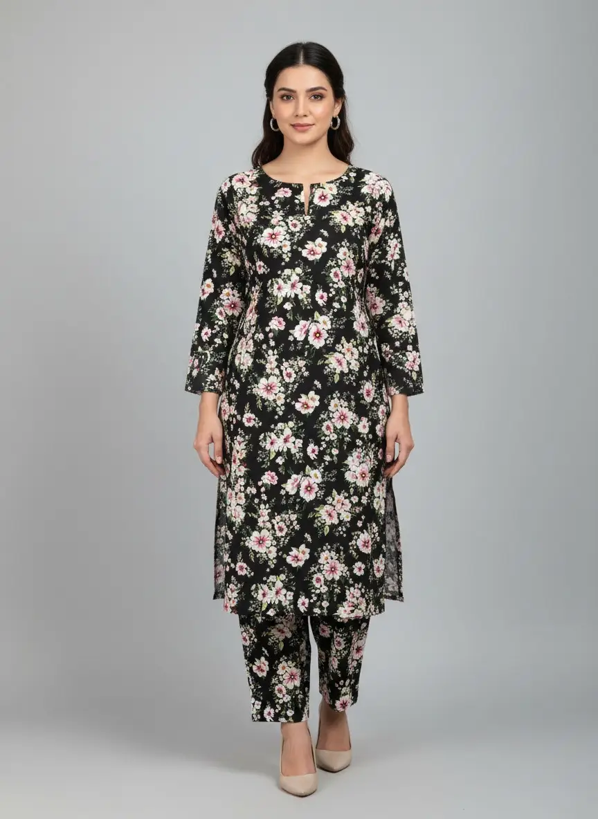2 Pcs Women's Unstitched Printed Suit