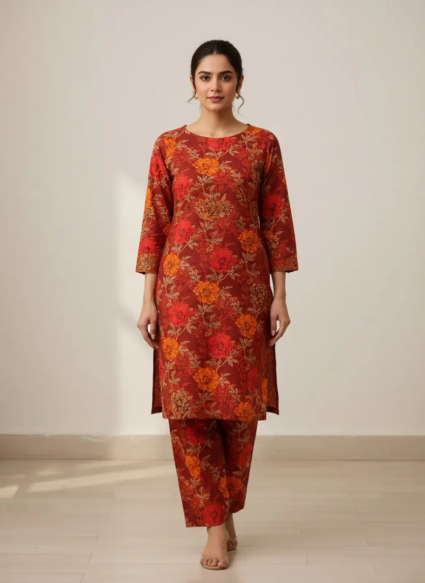 2 Pcs Women's Unstitched Printed Suit