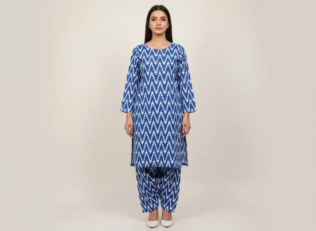 2 Pcs Women's Unstitched Printed Suit