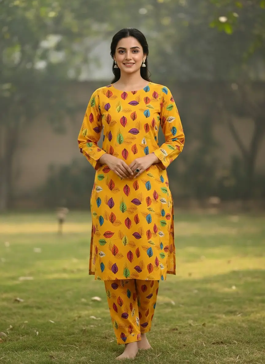 2 Pcs Women's Unstitched Printed Suit