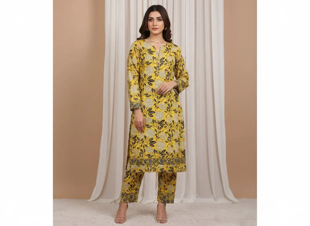 2 Pcs Women's Unstitched Printed Suit