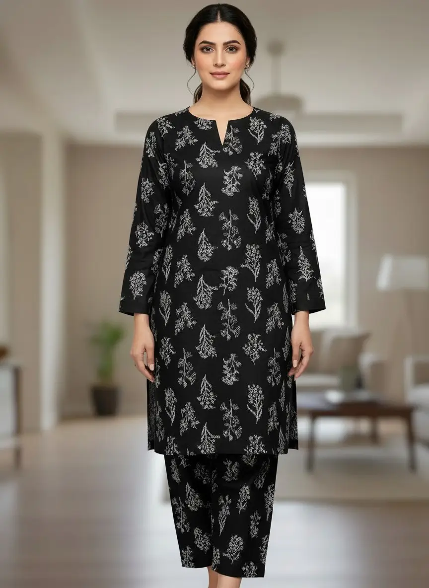 2 Pcs Women's Unstitched Printed Suit