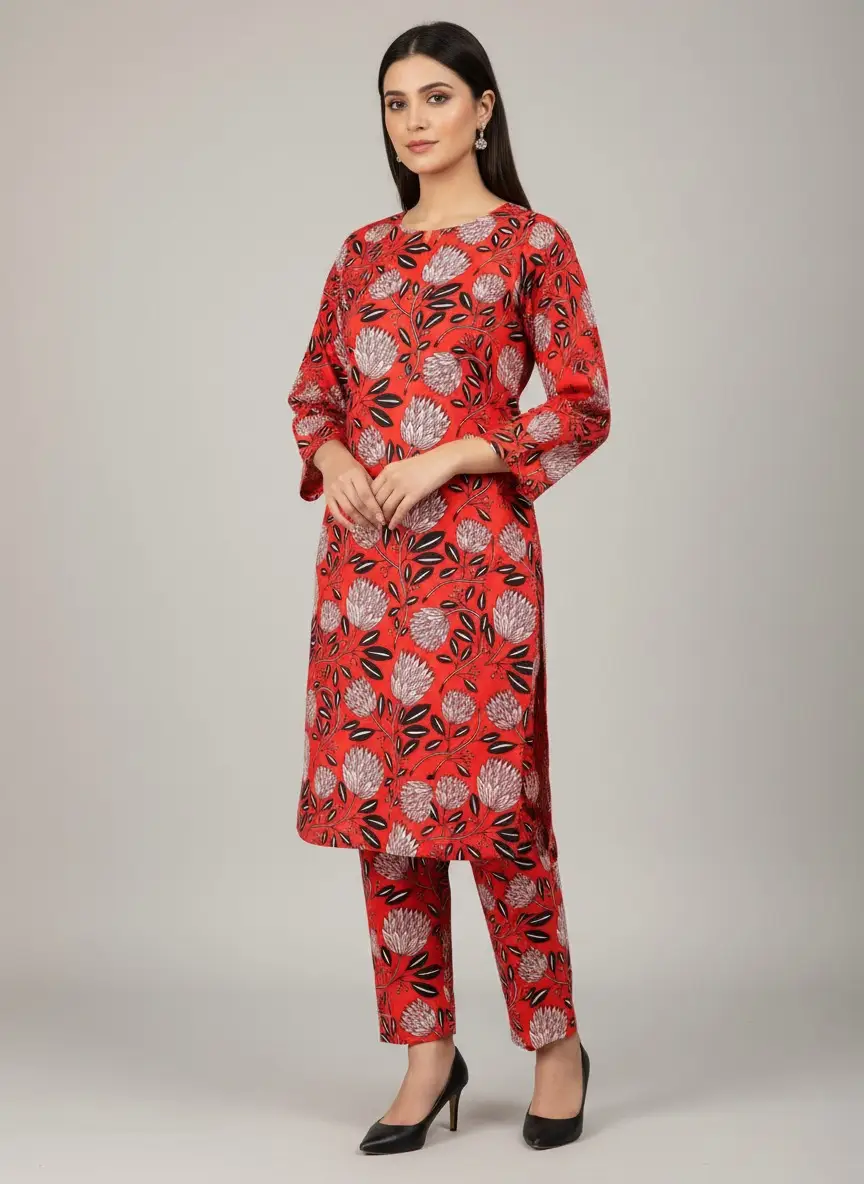 2 Pcs Women's Unstitched Printed Suit