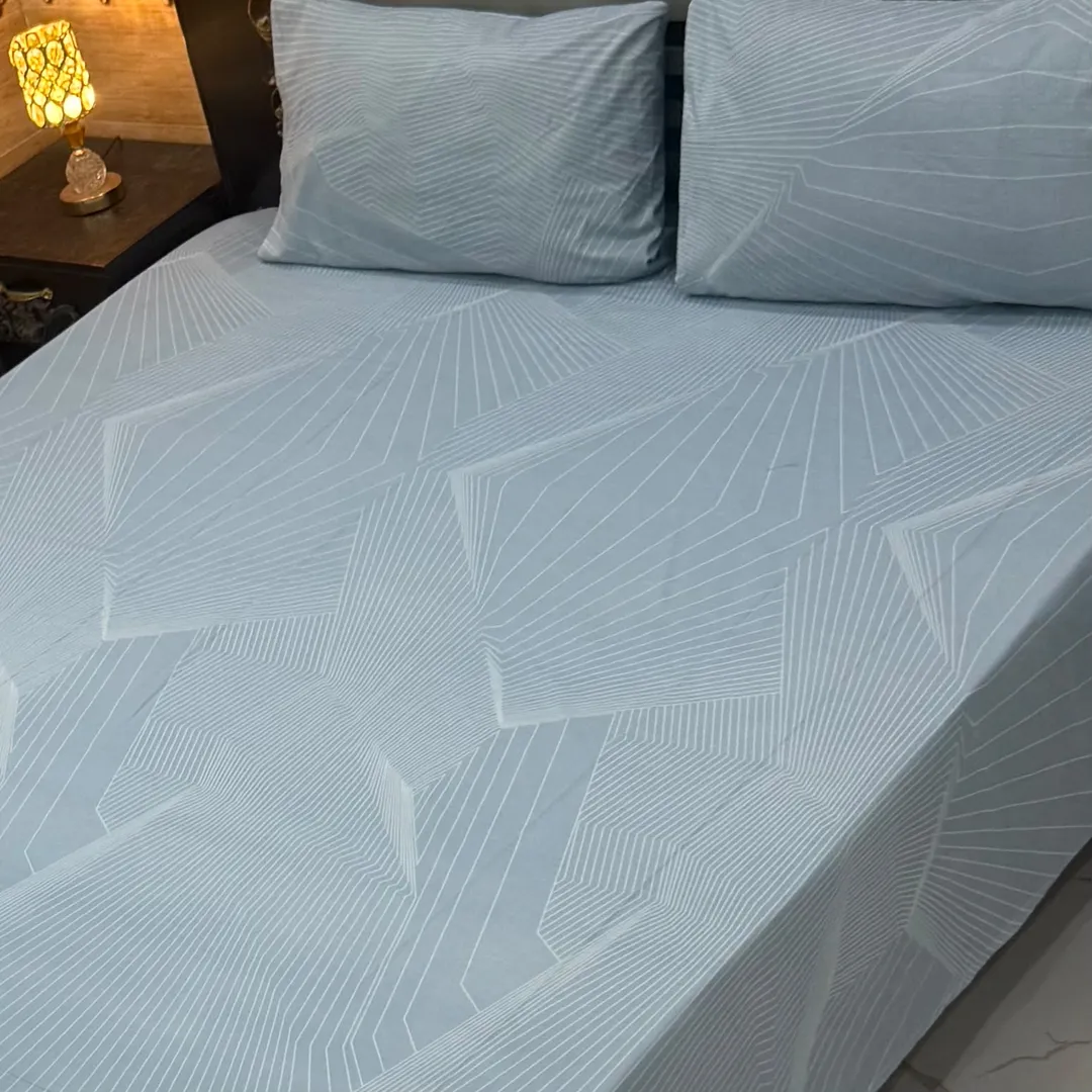 3 Pcs Cotton Printed Double Bedsheet