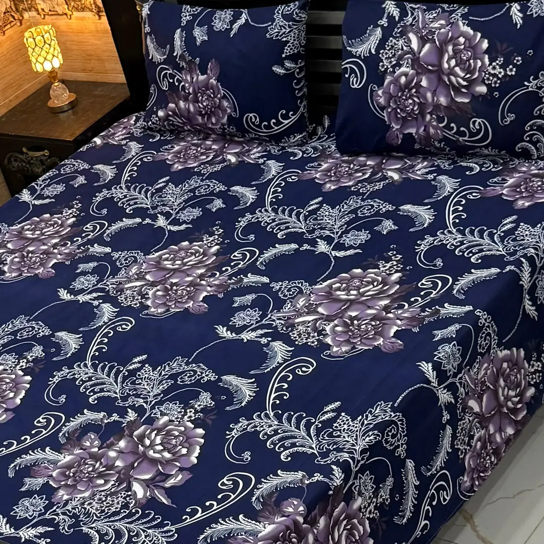 3 Pcs Cotton Sotton Printed Double Bedsheet