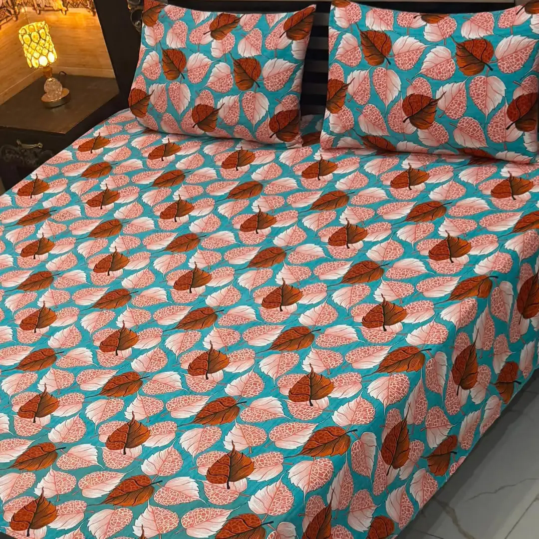 3 Pcs Cotton Sotton Printed Double Bedsheet