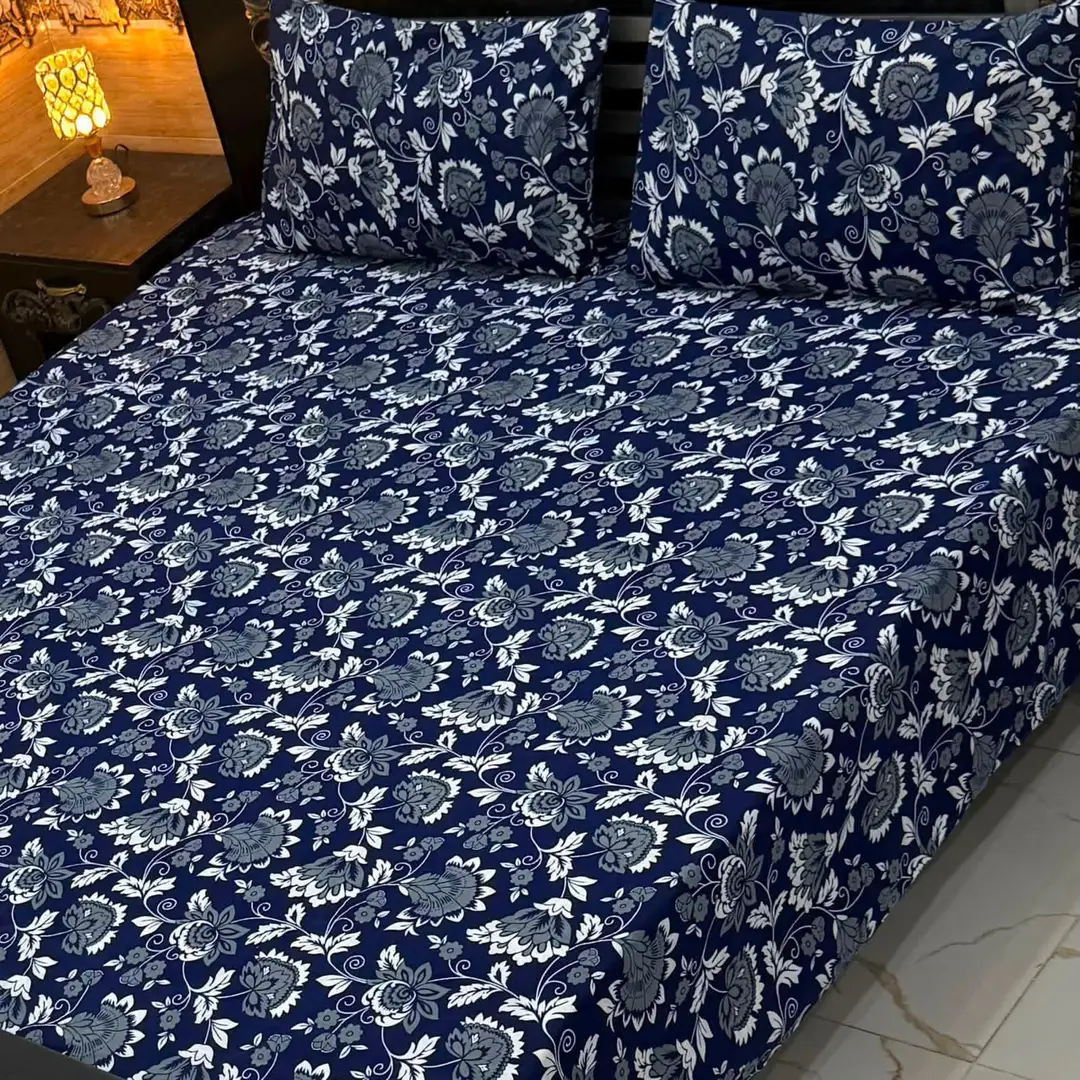 3 Pcs Cotton Sotton Printed Double Bedsheet