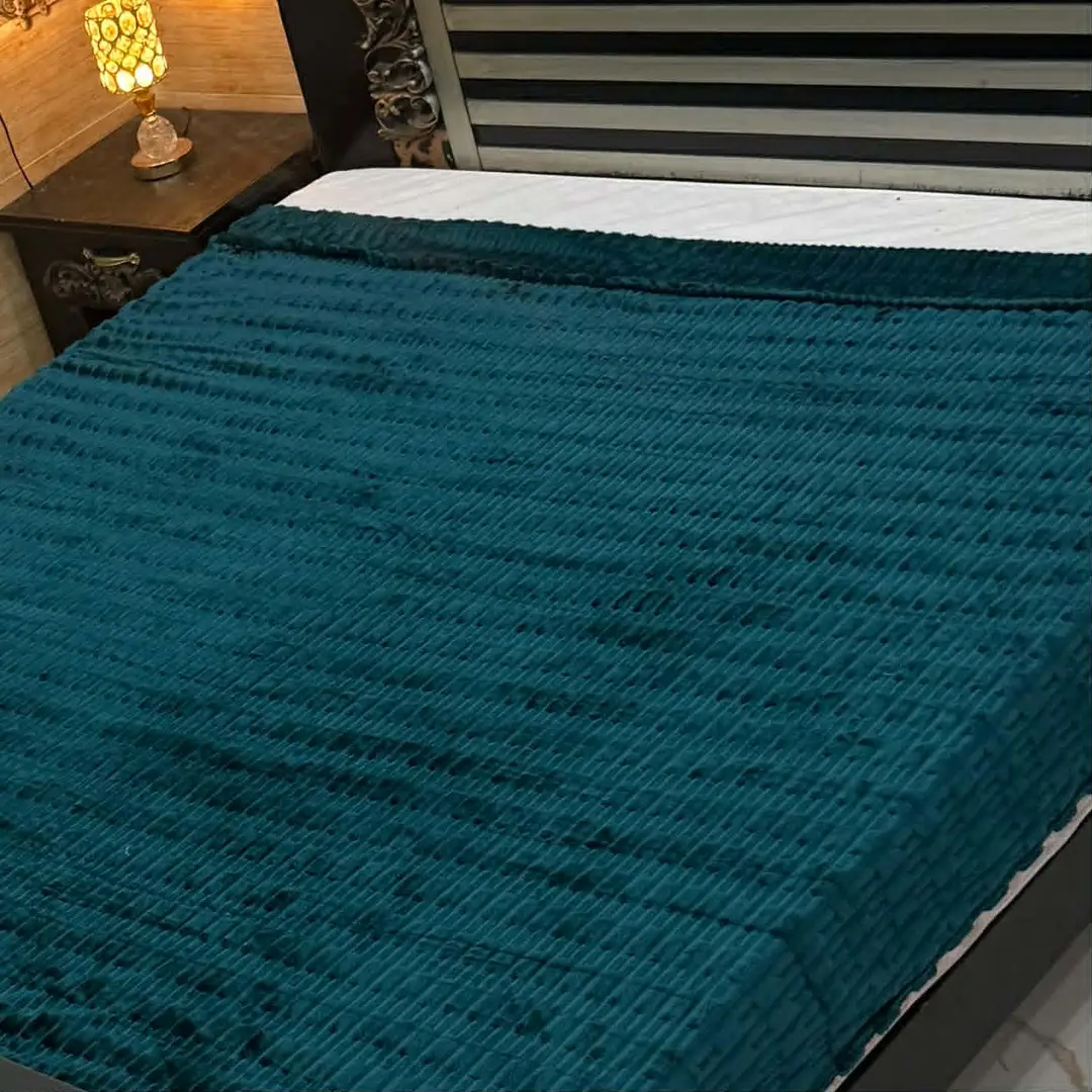 Elegant Plush Embossed Bubble Double Bed Blanket