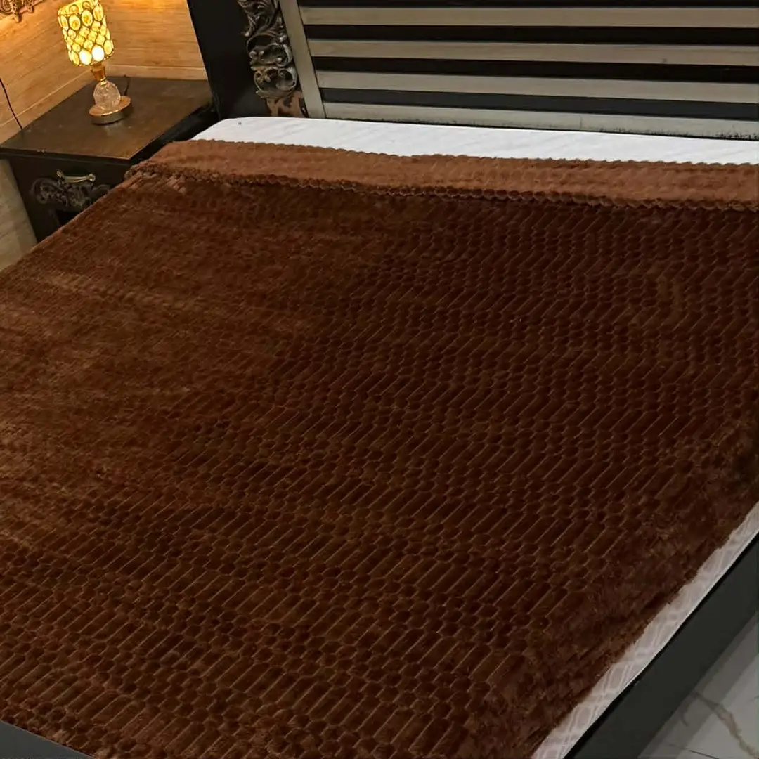 Elegant Plush Embossed Bubble Double Bed Blanket