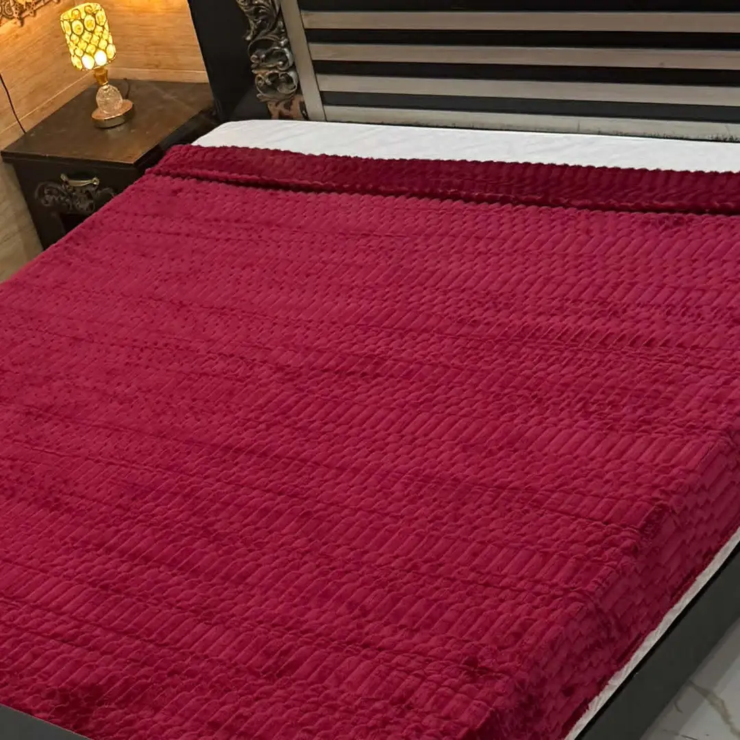Elegant Plush Embossed Bubble Double Bed Blanket