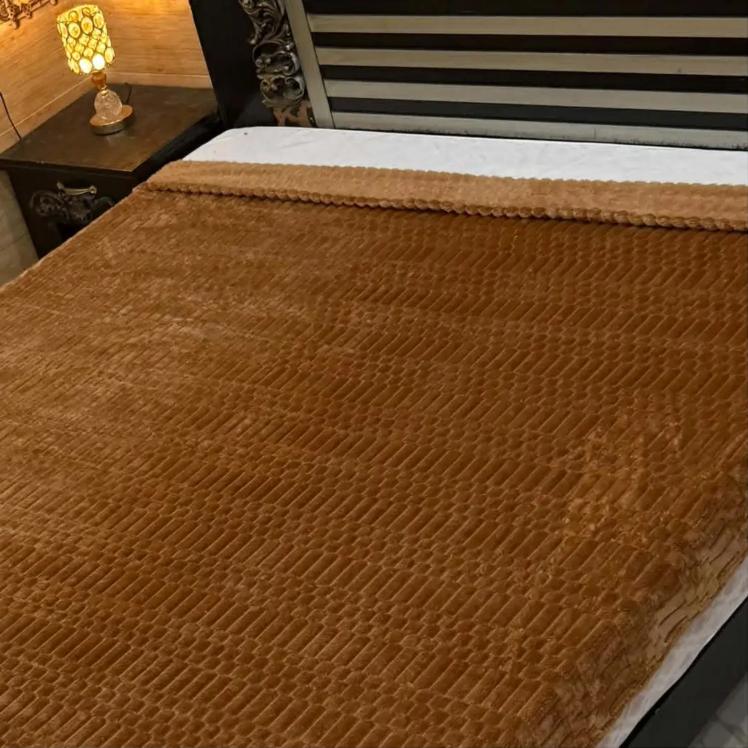 Elegant Plush Embossed Bubble Double Bed Blanket