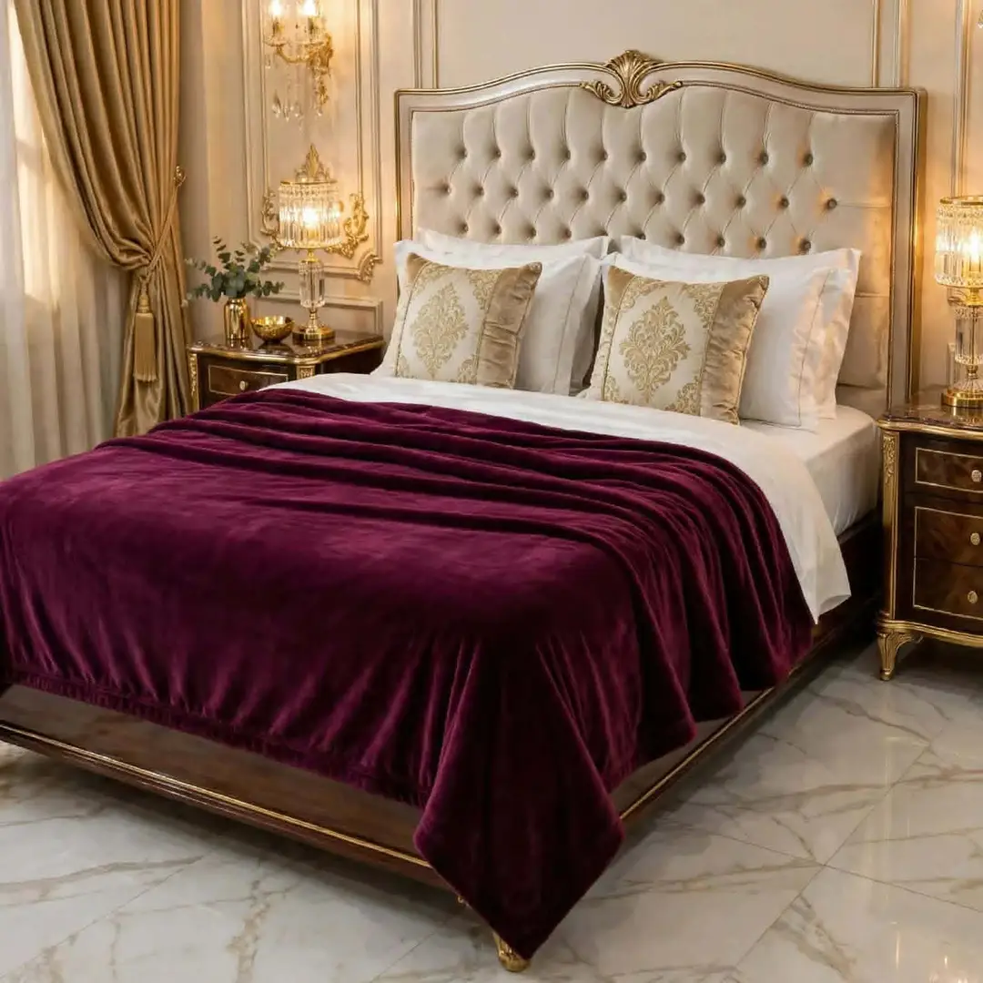 Elegant & Stylish Fleece Plain Double Bed Blanket