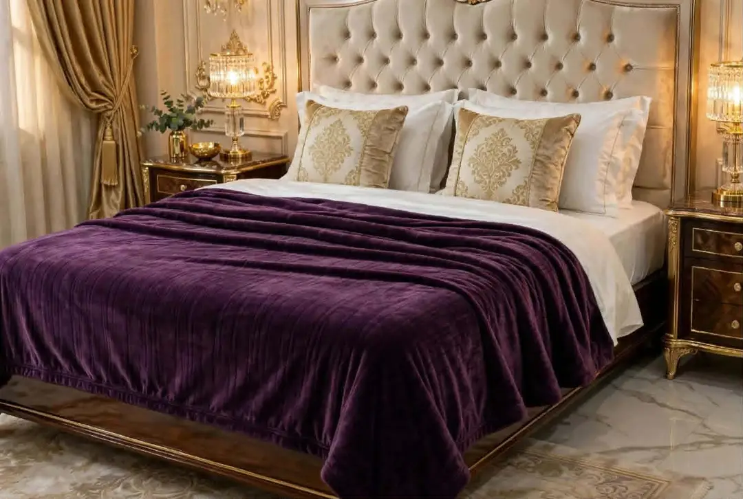 Elegant & Stylish Fleece Plain Double Bed Blanket