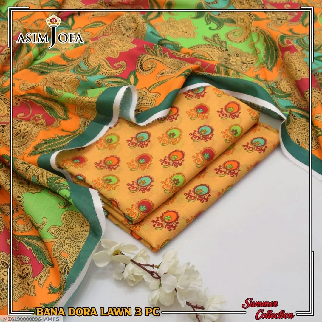 3 Pcs Women's Unstitched Digital Print Suit