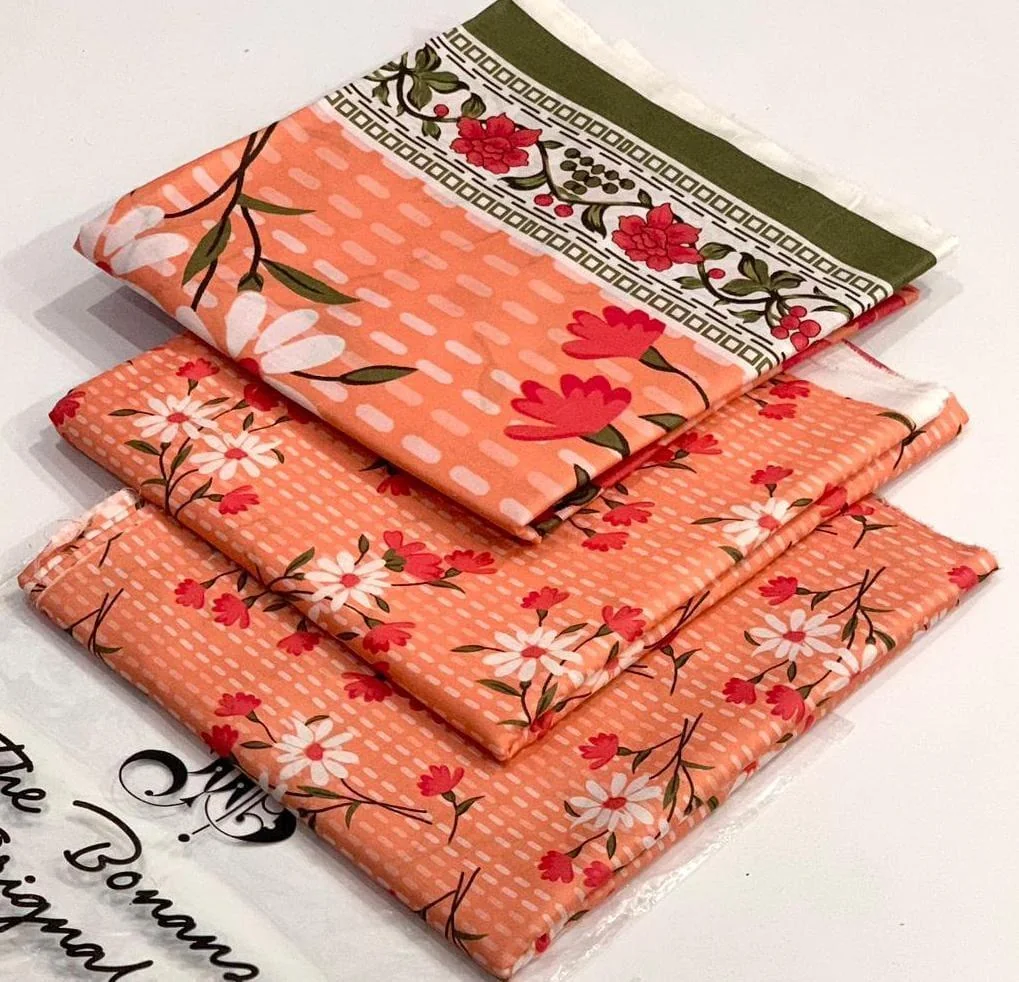3 Pcs Women's Unstitched Digital Print Suit