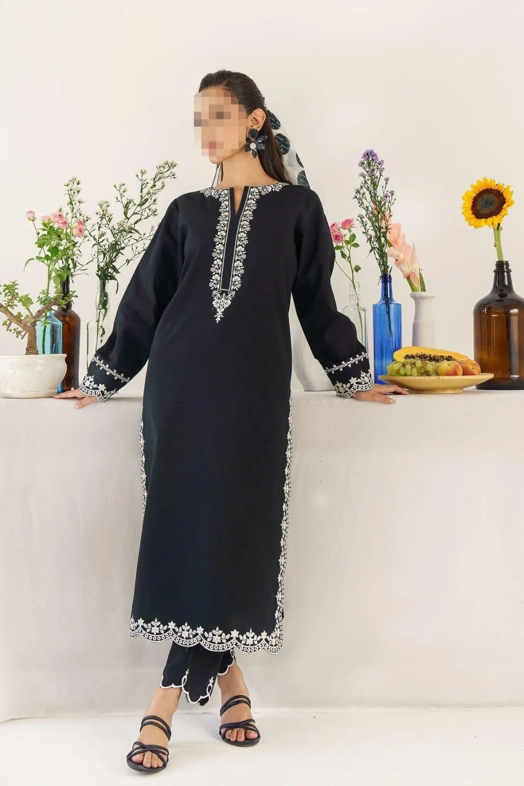 3 Pcs Women's Unstitched Embroidered Suit
