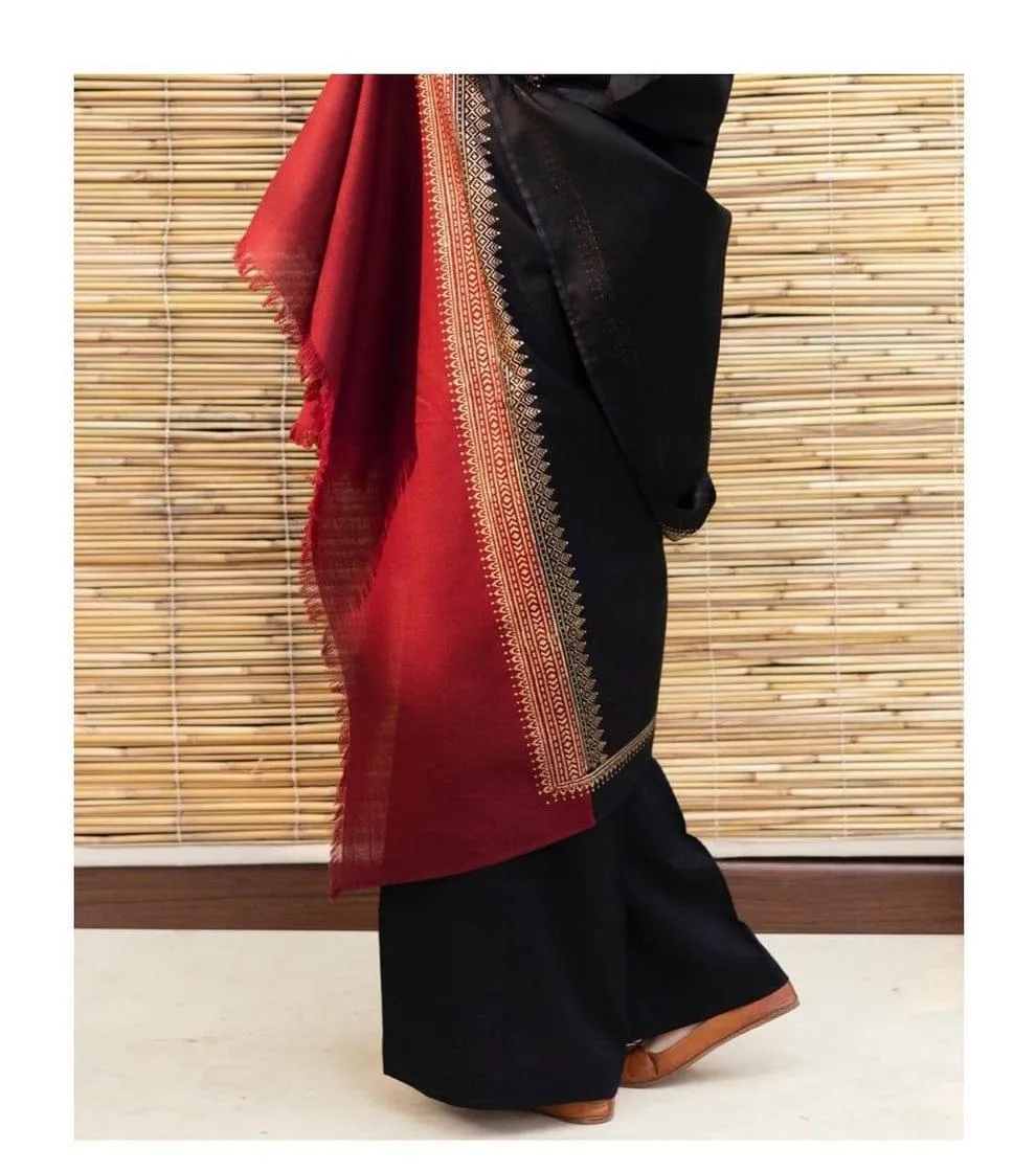 Black Embroidered 3 Pcs Women Suit with Pashmina Dupatta