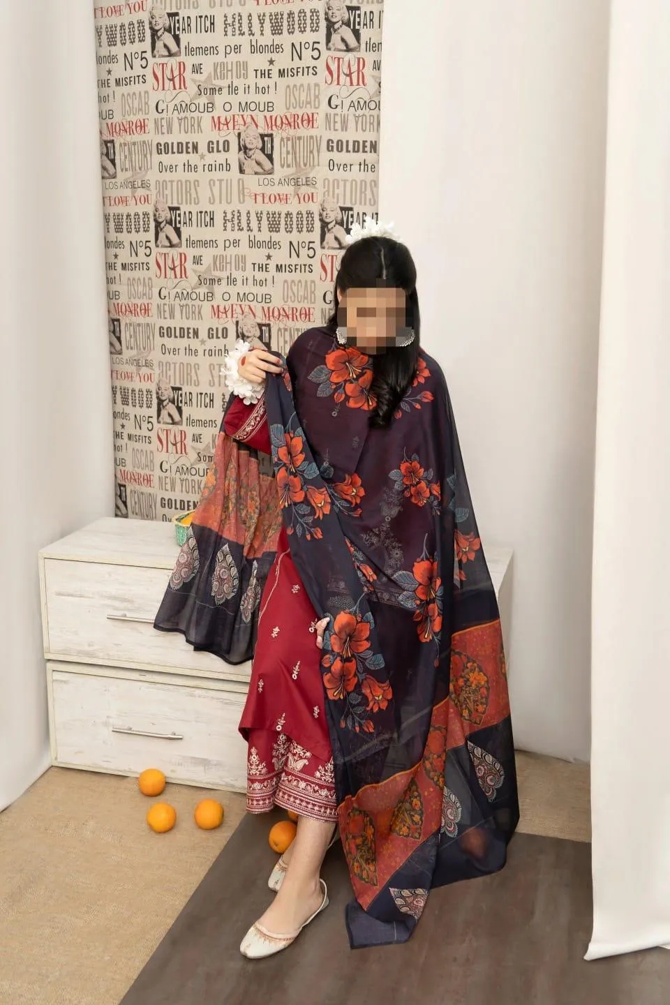 3 Pcs Women's Unstitched Embroidered Suit