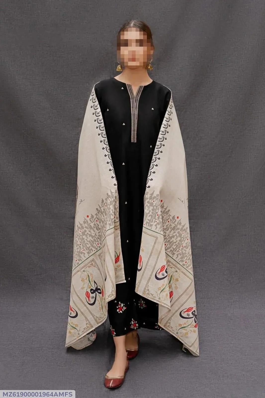 3 Pcs Women's Unstitched Embroidered Suit