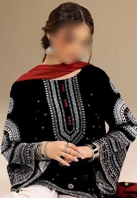 3 Pcs Women's Unstitched Embroidered Suit