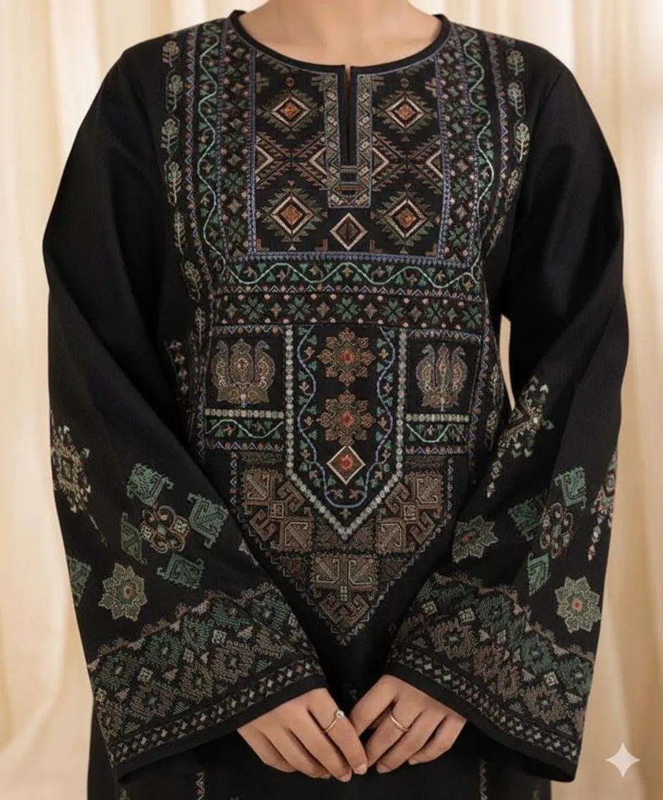 Black Embroidered 3-Piece Lawn Suit for Eid Wedding