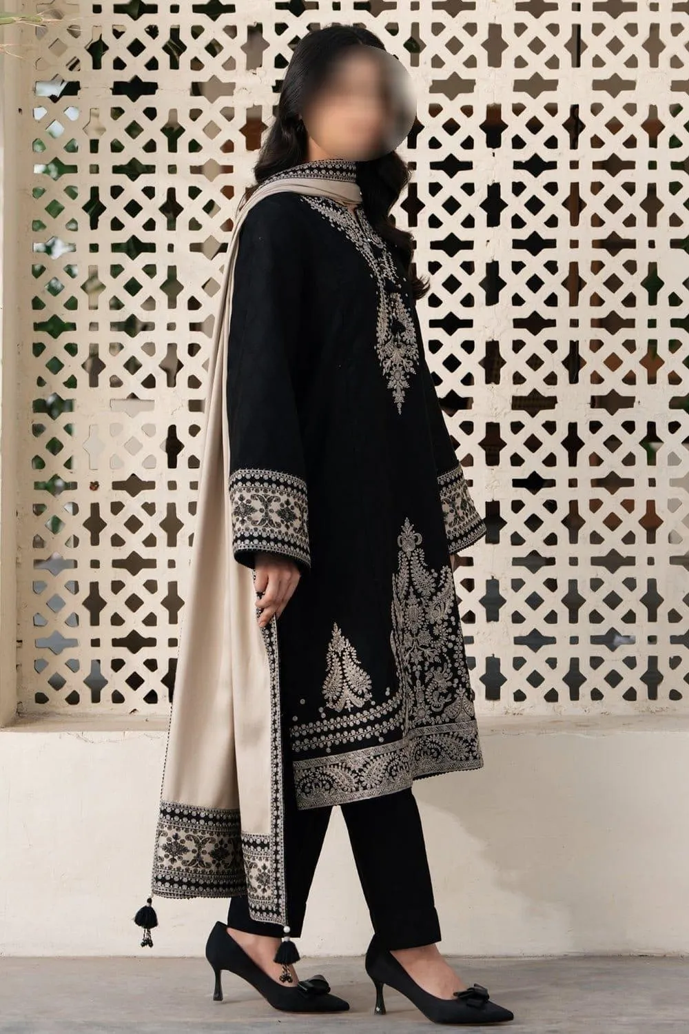 Black Embroidered 3-Piece Lawn Suit for Eid & Weddings